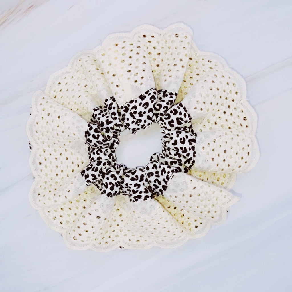 Crochet Embellished Cheetah Hair Scrunch-1
