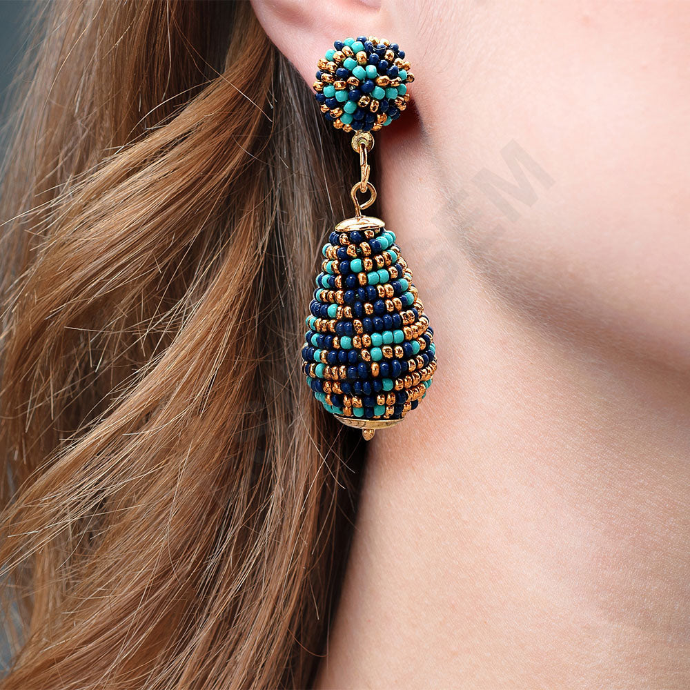 Colorful Beaded Earrings,Hoop Dangle Earrings, Bohemia Drops Earrings, Tassel Earrings FER1023-4